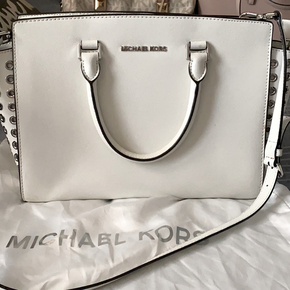 COPY - Michael Kors - White Large Selma Grommet Satchel